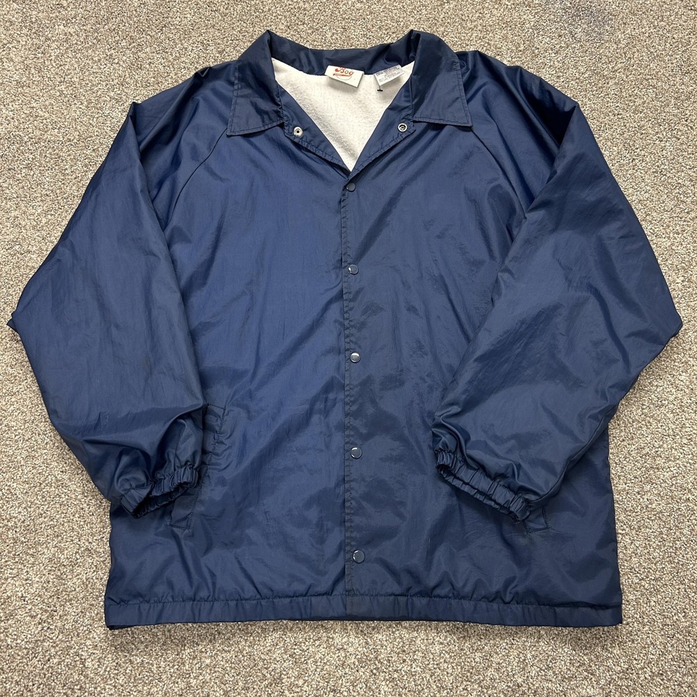 Vintage Bog Sport Jacket Mens XL Blue Nylon Snap Lined Lightweight Windbreaker